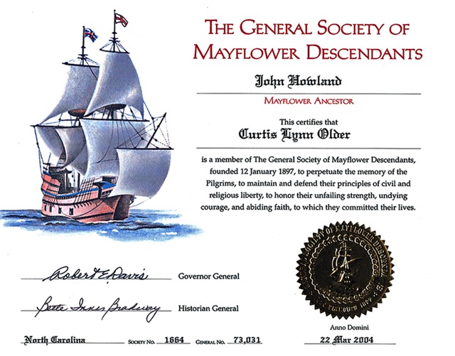 Curtis L Older General Soc of Mayflower Descendants 