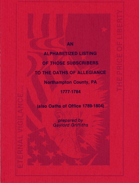 Oaths of Allegiance - Northampton Co PA - Griffiths - Cover