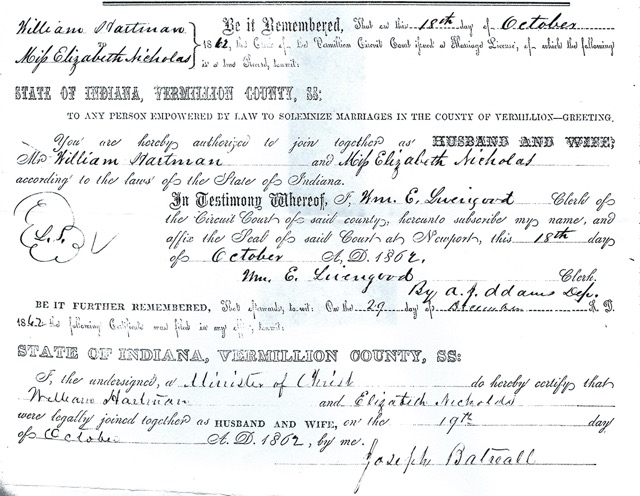Elizabeth Nicholas marriage license 