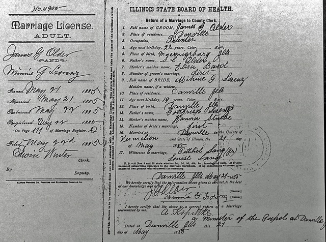James G Older Wilhelmina F Lorenz marriage license p2 