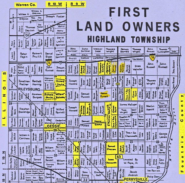 1st Land Owners Highland Township Ver Cty 