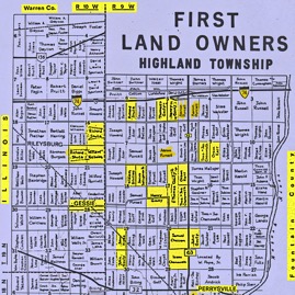 1st Land Owners Highland Township Ver Cty 