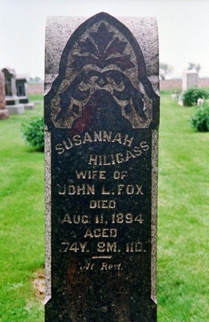 Susannah Hiligass tombstone