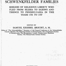 Schwenkfelder Families cover