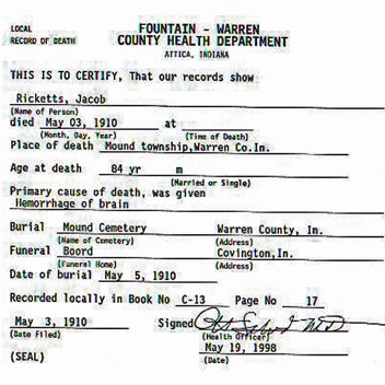 Jacob Ricketts death certificate p1 