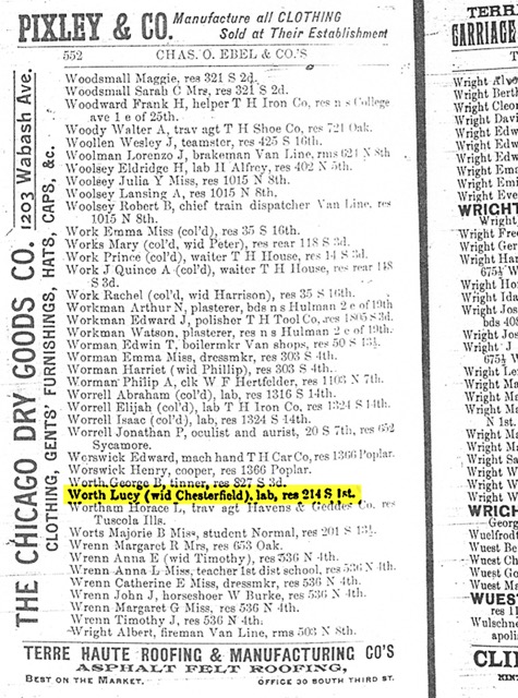 1892 Terre Haute City Directory Worth 