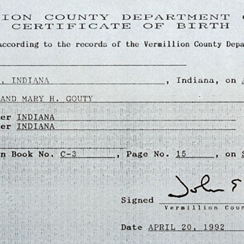 Robt W Gouty birth certificate 