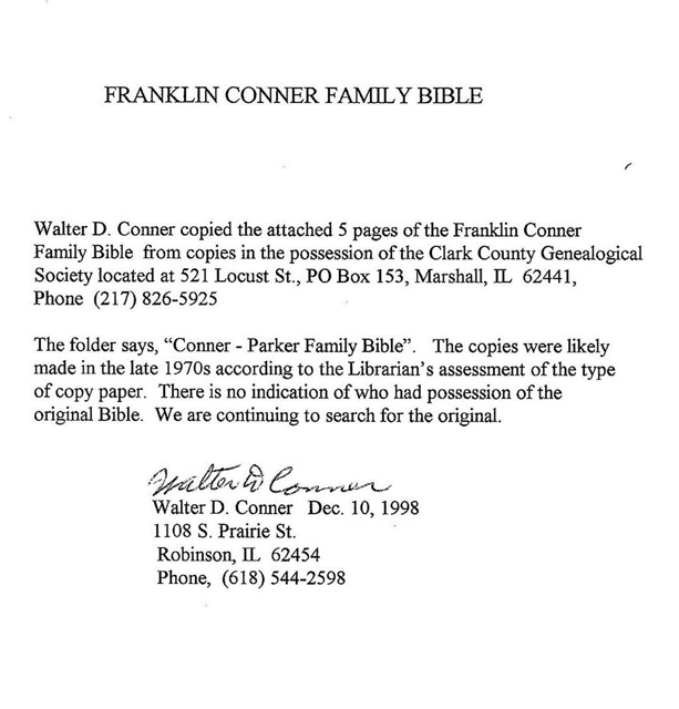 Franklin Conner Bible